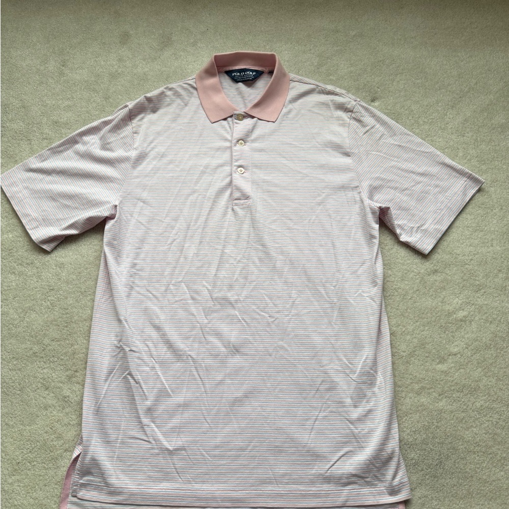 Men's Pink Striped Polo Shirt by Ralph Lauren